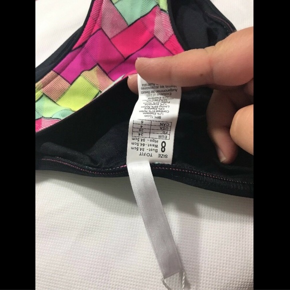 NWT Seafolly Beach Vibe Hipster Bikini Bottom [ 4 US ] Pink yellow‎ green - Picture 8 of 8